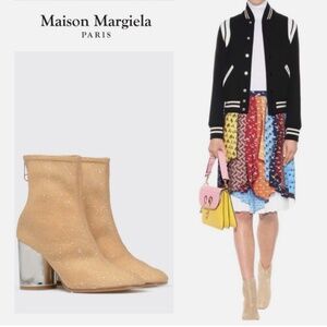 ★NEW with box Maison Margiela Paillettes 'Socks' ankle boots Beige IT39★